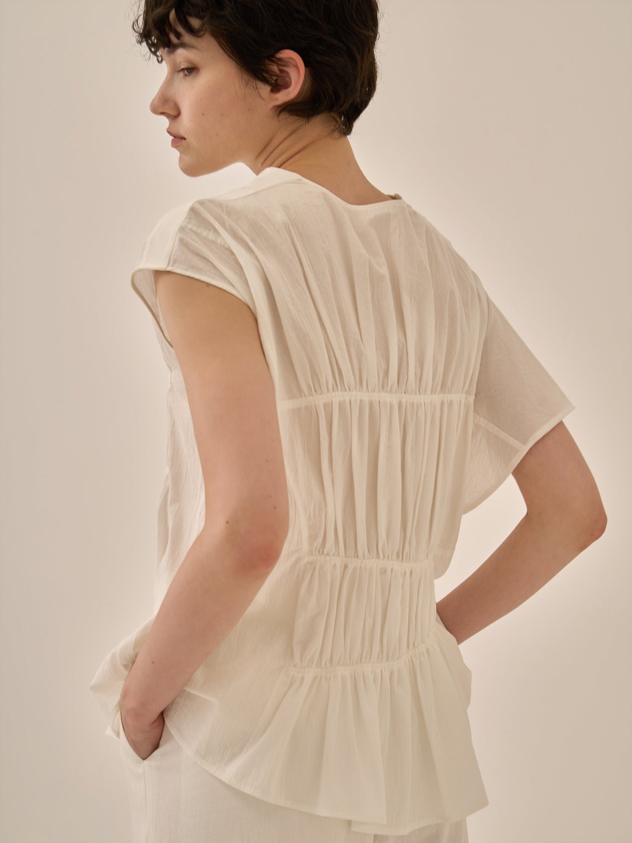 Sara gather panel pullover WH