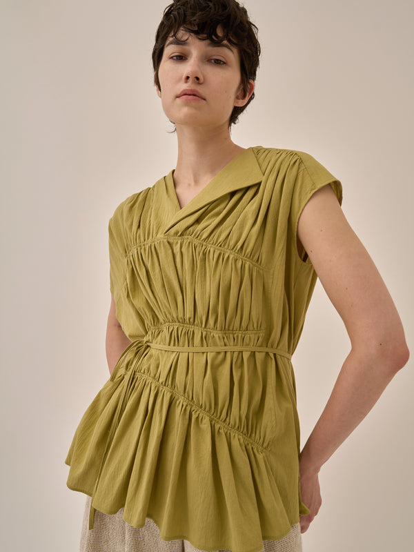 Sara gather panel pullover YE