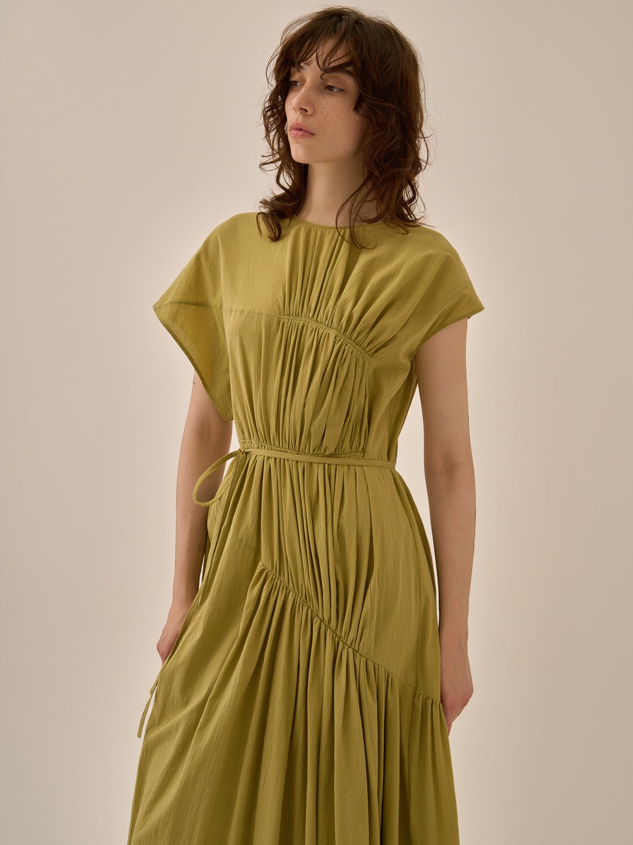 Sara gather panel dress YE