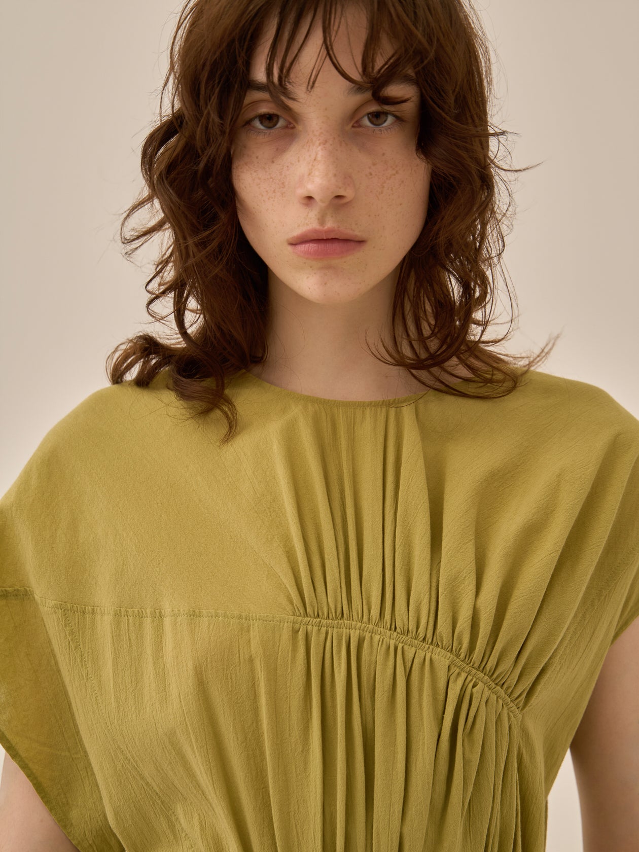 Sara gather panel dress YE