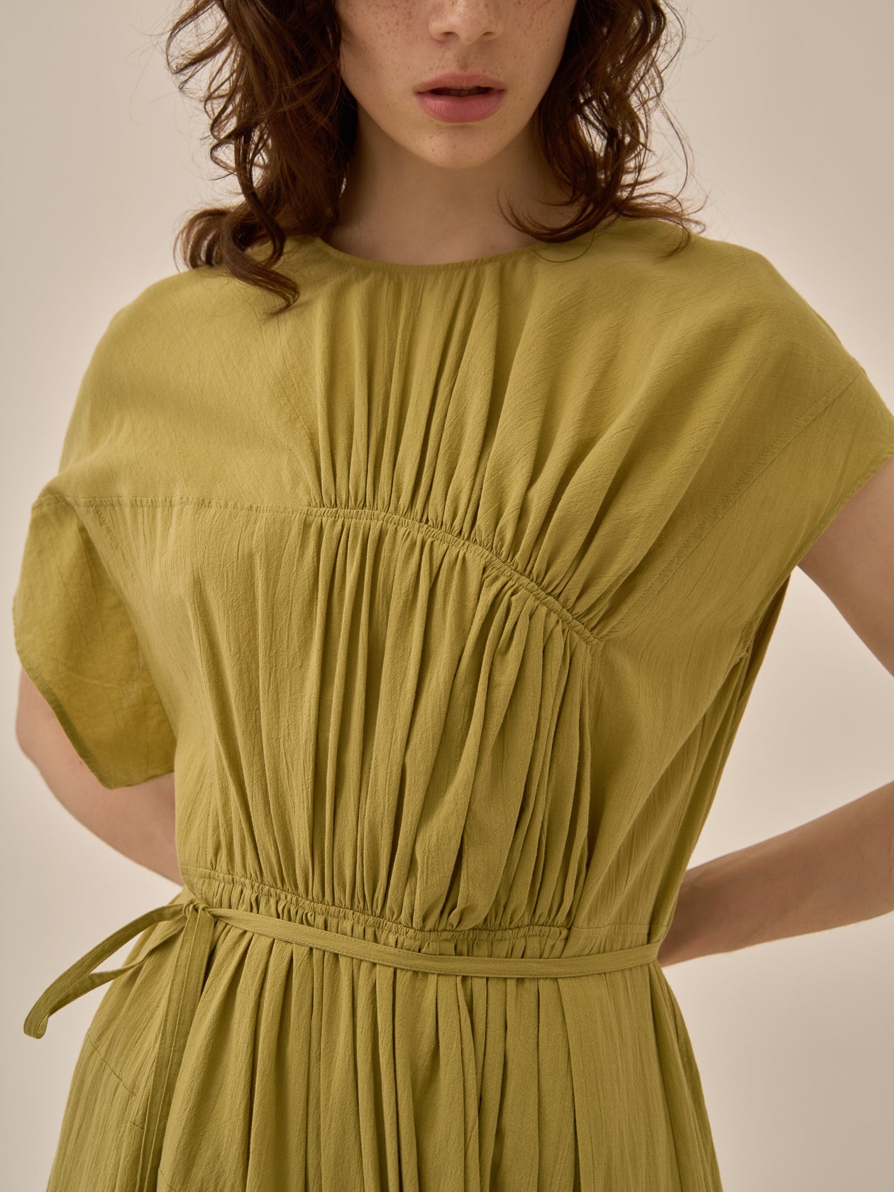 Sara gather panel dress YE