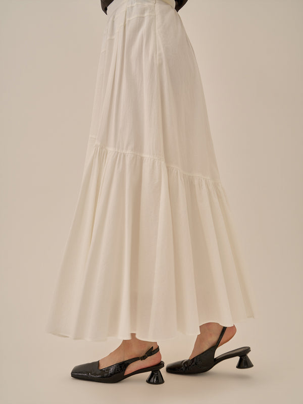 Sara gather panel skirt WH