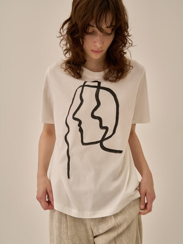 Line portrait T-shirt WH