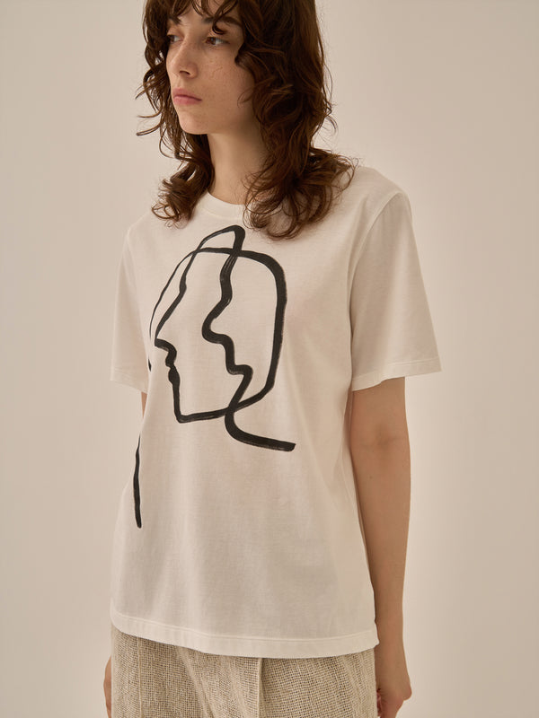 Line portrait T-shirt WH