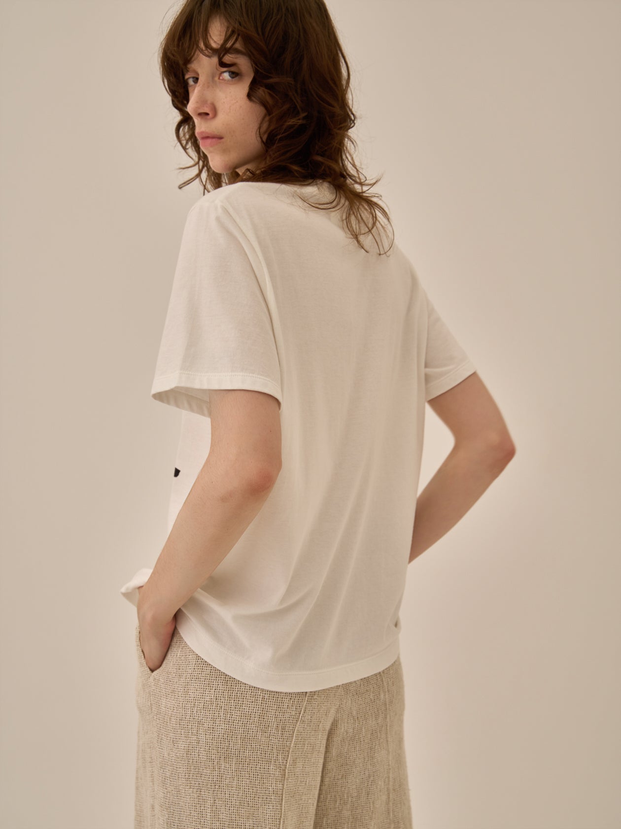 Line portrait T-shirt WH