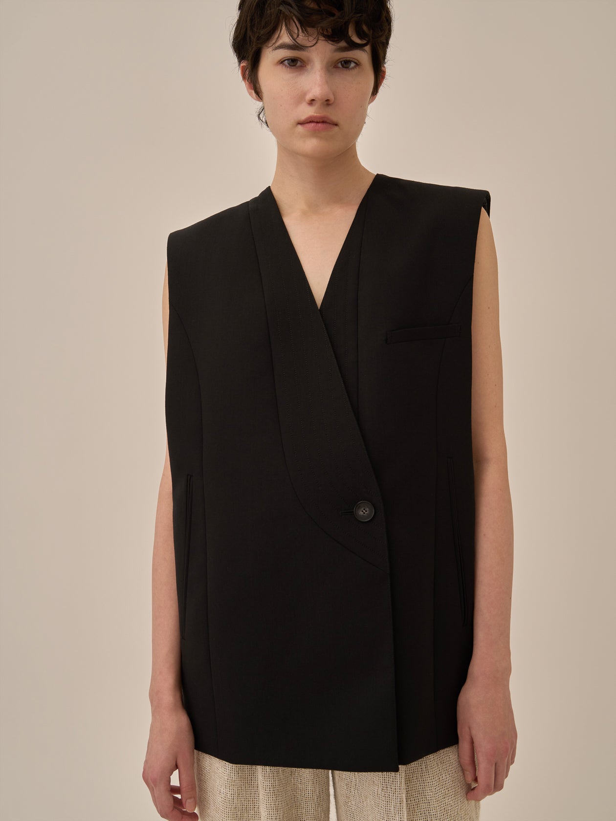 Void jacket with belt BK