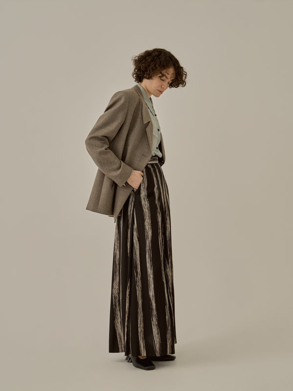 Stitch stripe flare skirt BK