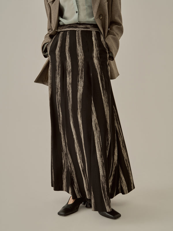 Stitch stripe flare skirt BK
