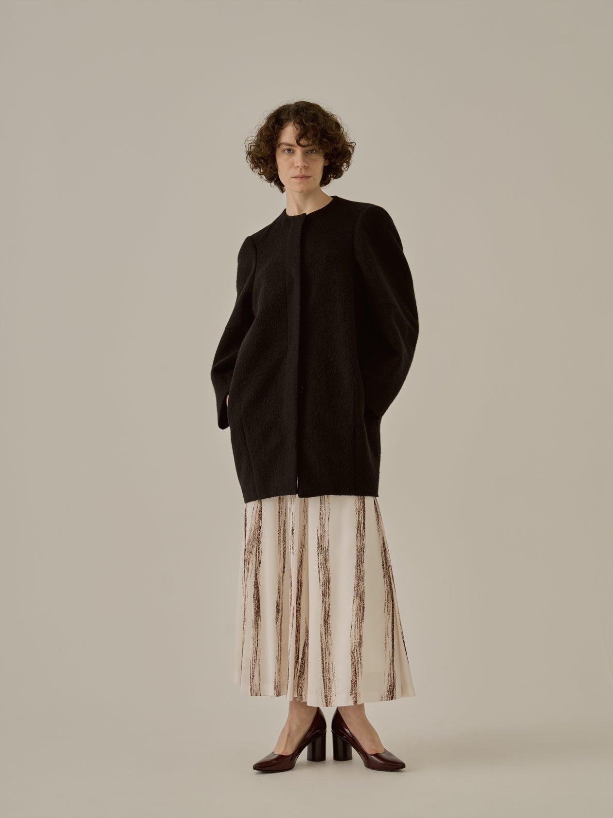 Stitch stripe flare skirt IV