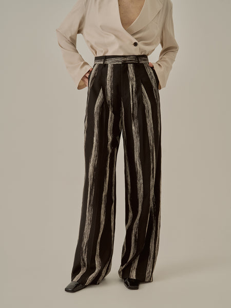 ミドリカワ　シルク混　ストライプパンツ ミドリカワ シルク混 ストライプパンツ