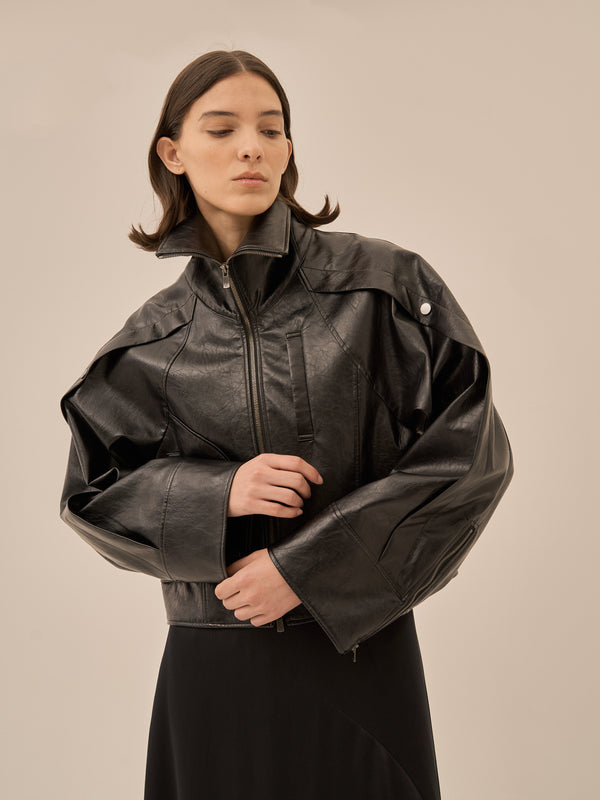 Cherie faux leather blouson BK