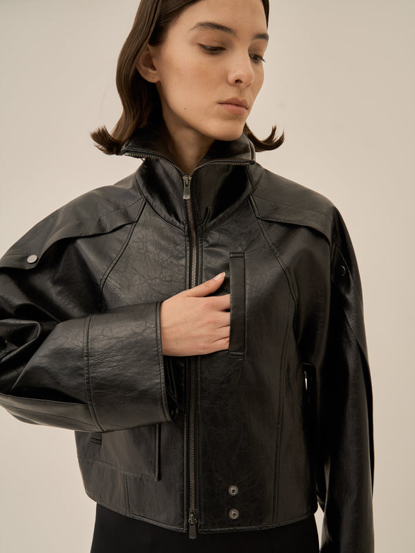 Cherie faux leather blouson BK