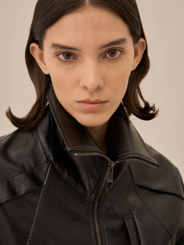 Cherie faux leather blouson BK