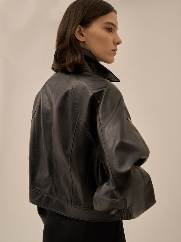 Cherie faux leather blouson BK