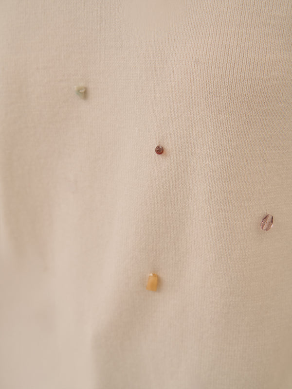 Aila glass beads&ores knit pullover WH