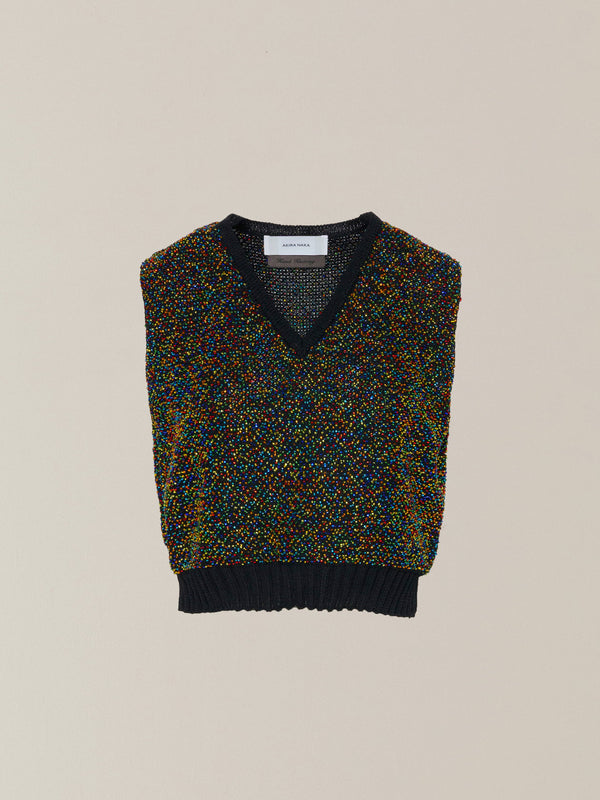 Karachi glass beads handknit vest BK