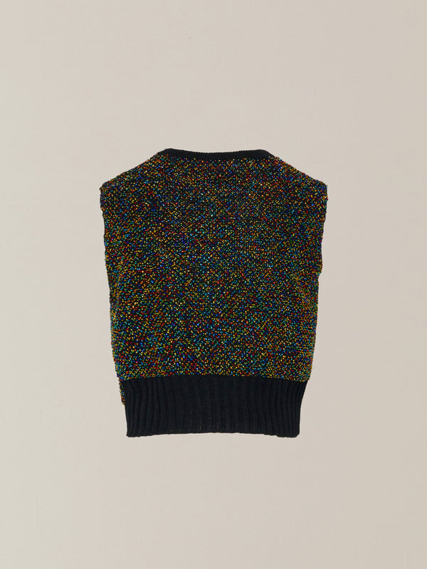 Karachi glass beads handknit vest BK