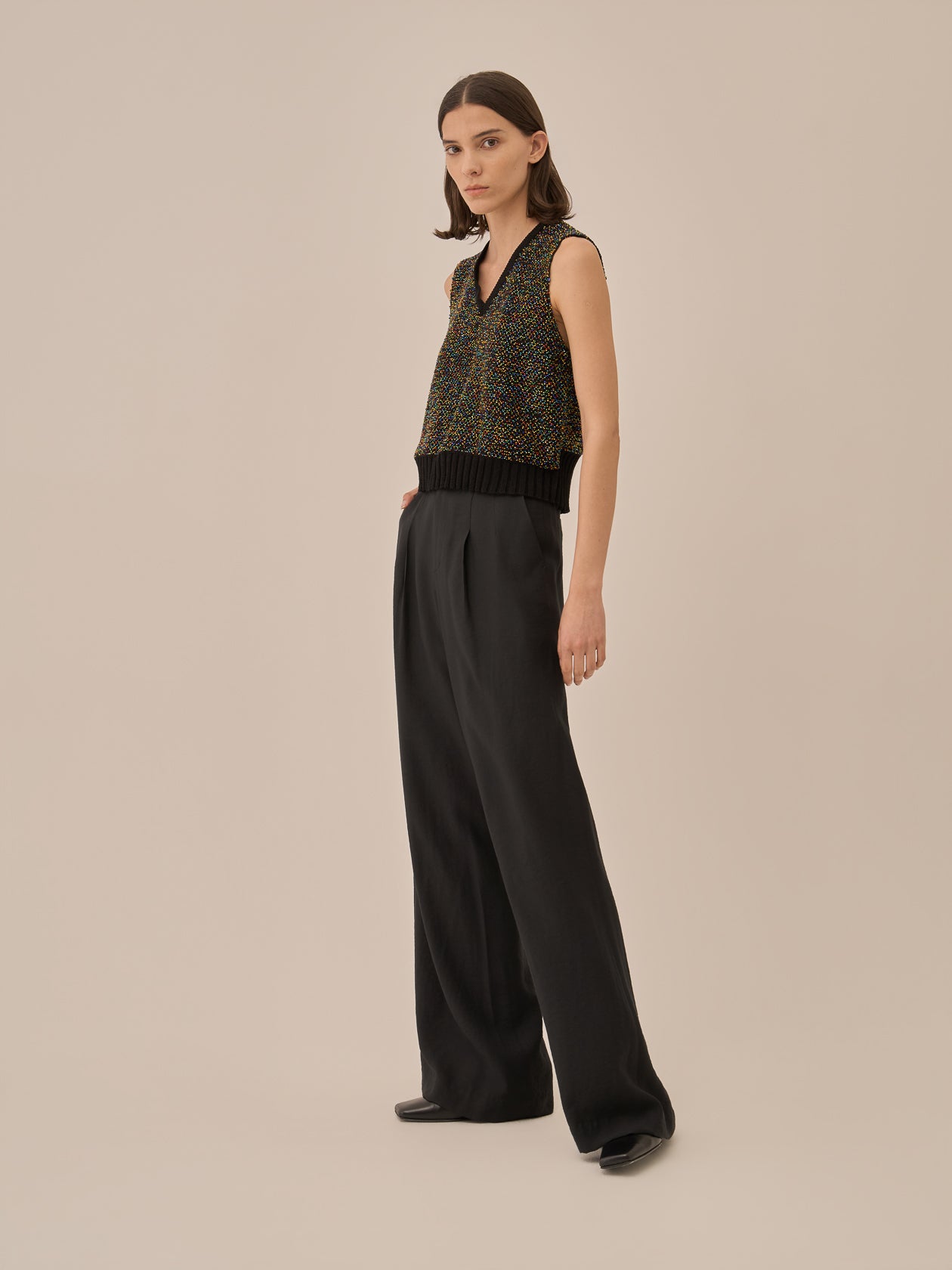 Karachi glass beads handknit vest BK