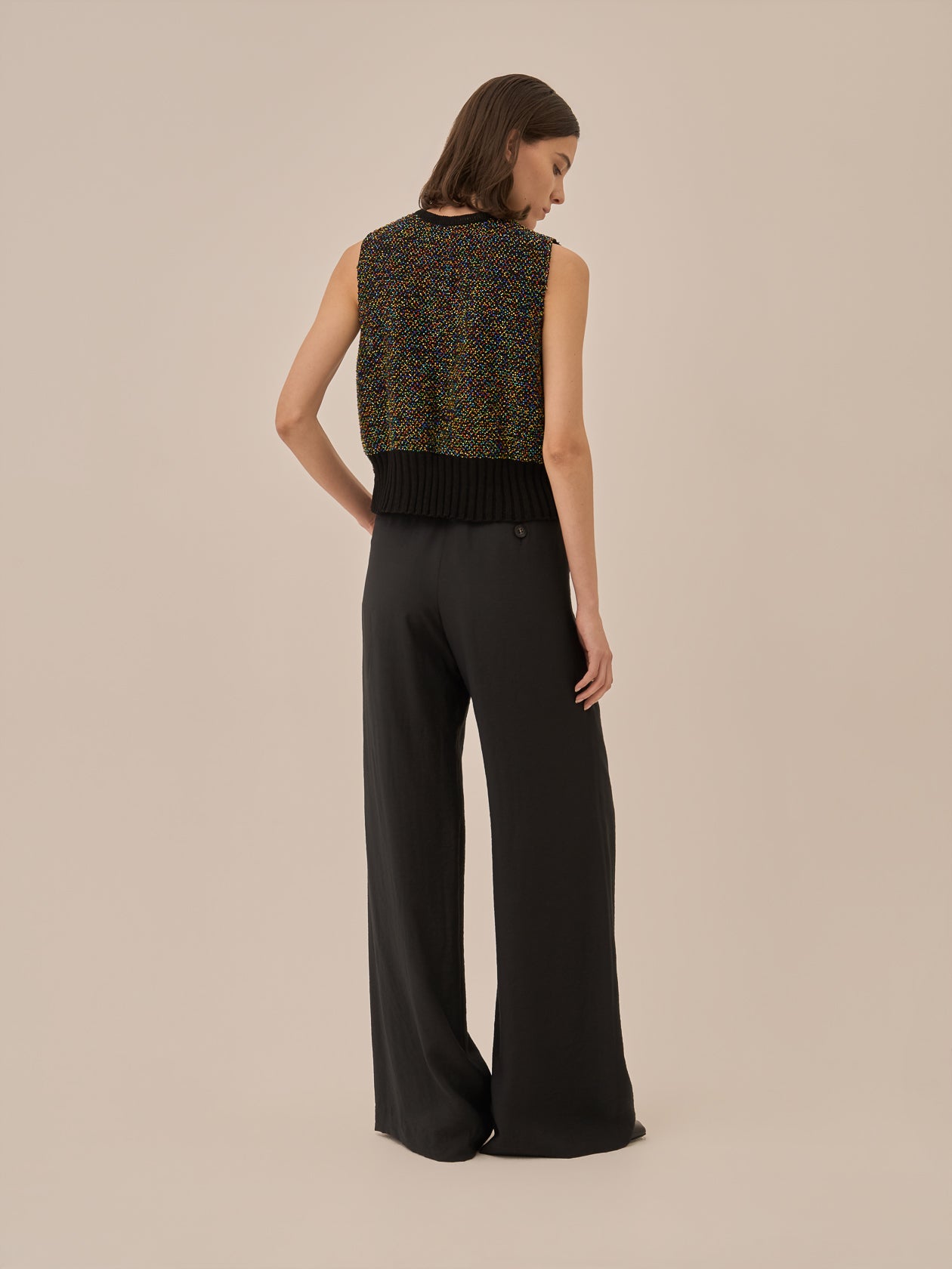 Karachi glass beads handknit vest BK