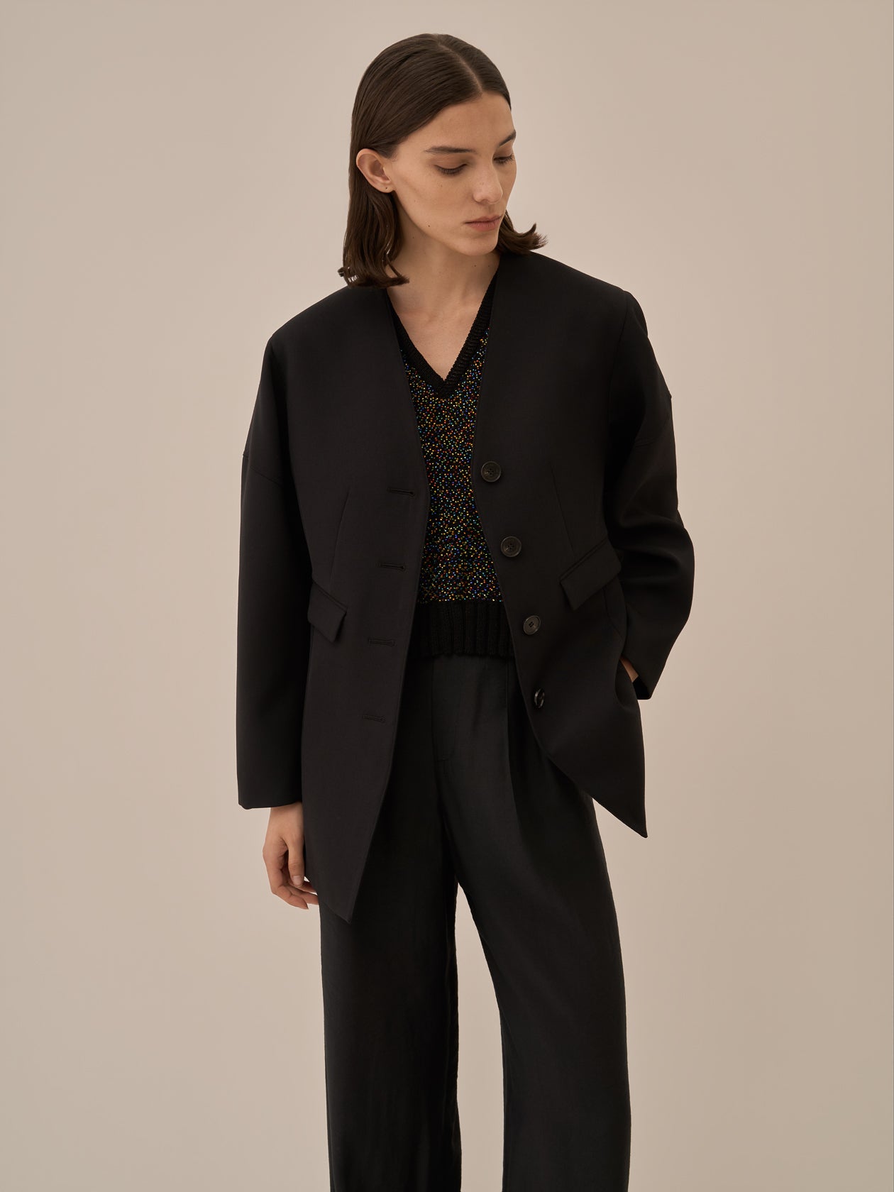 Karachi glass beads handknit vest BK