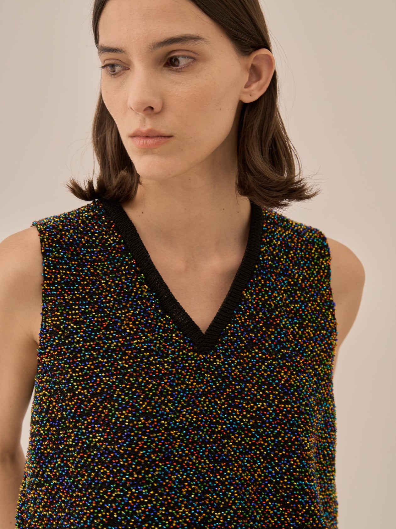 Karachi glass beads handknit vest BK