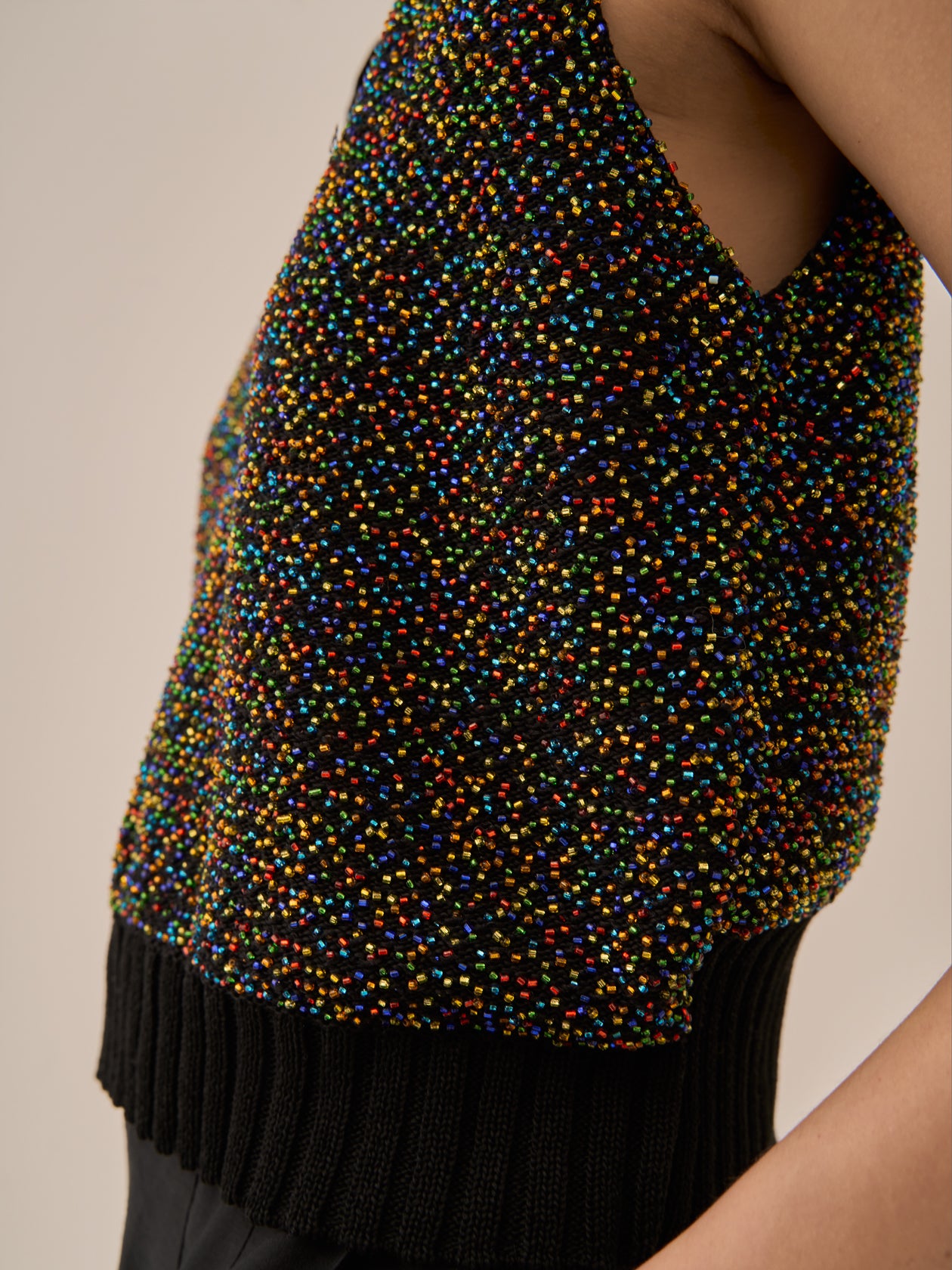 Karachi glass beads handknit vest BK