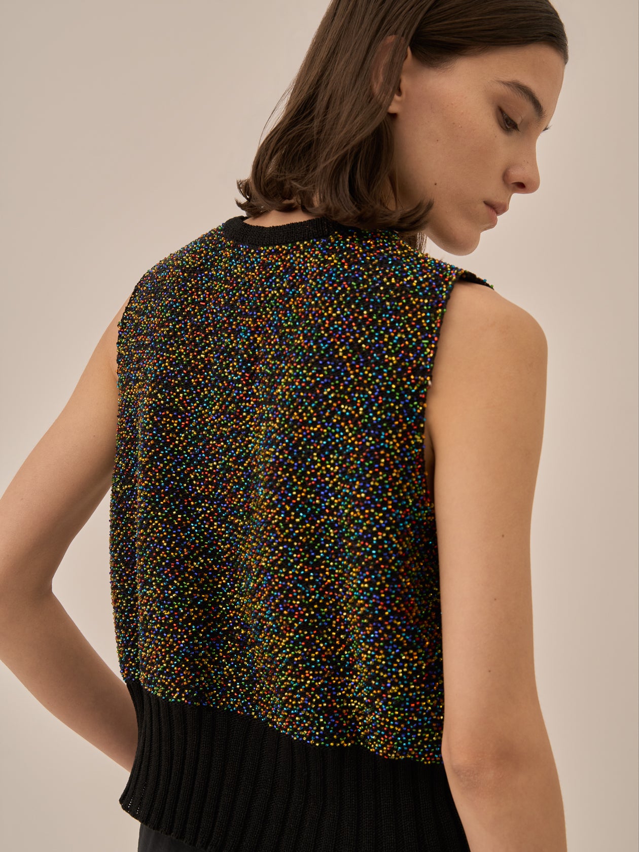 Karachi glass beads handknit vest BK