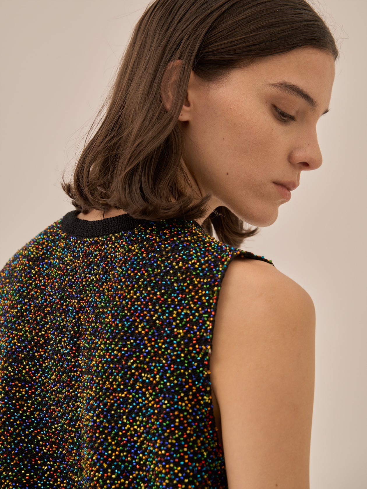 Karachi glass beads handknit vest BK