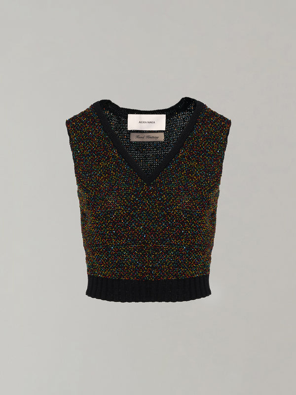[NEW] Karachi glass beads handknit vest BK