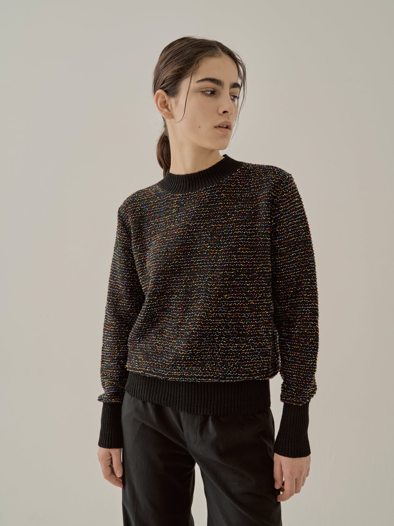 Karachi glass beads handknit pullover BK