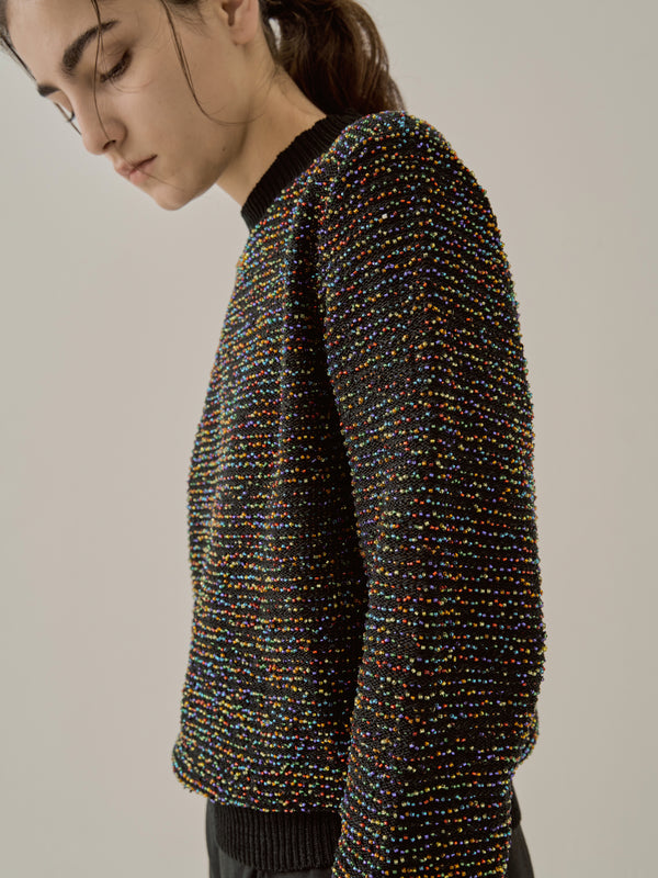 Karachi glass beads handknit pullover BK